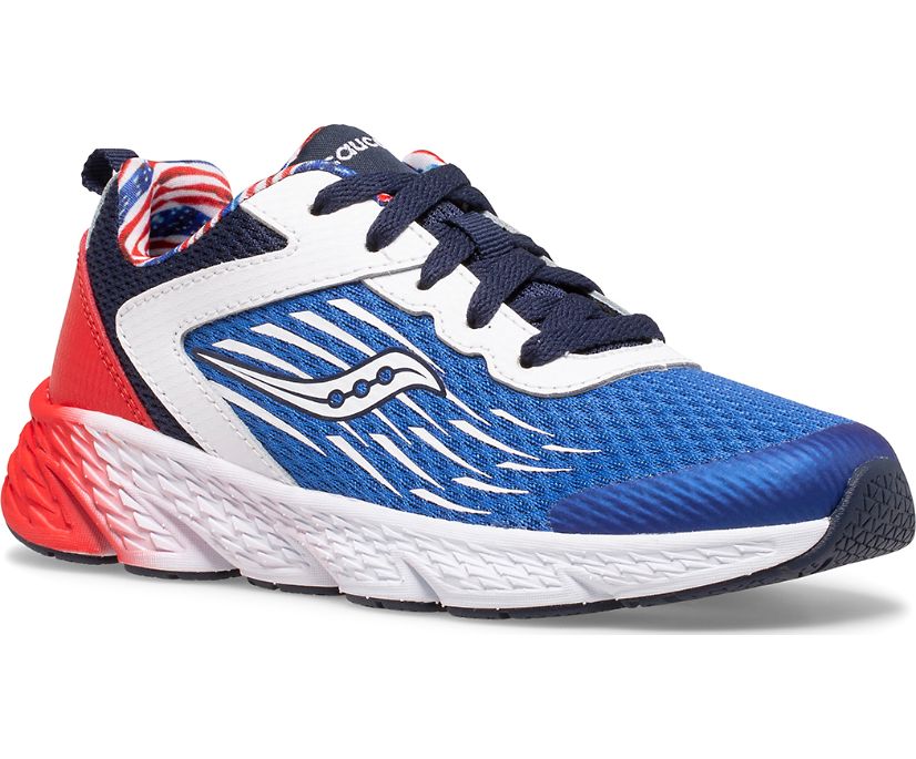 Saucony Wind Lace Kids' Sneakers Red / White / Blue | Canada 771JPQJ